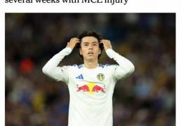 TA：利兹联中场田中碧内侧副韧带受伤，将伤缺数周时间